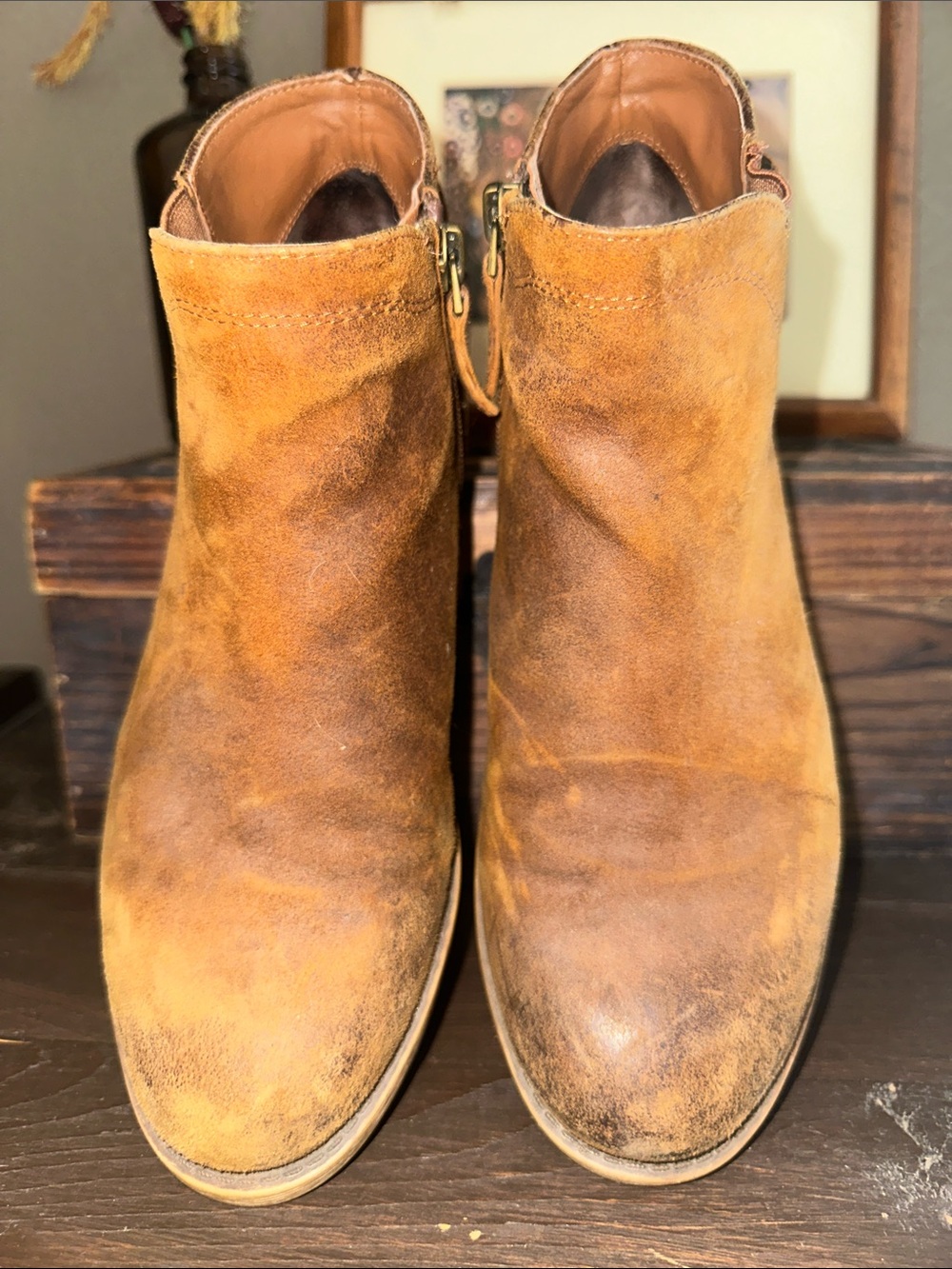 Franco Sarto Tan Suede Chelsea Booties